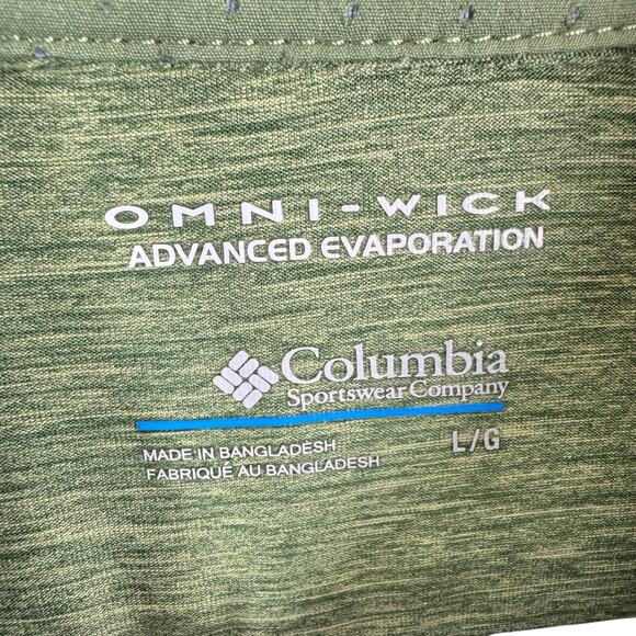 Columbia Green Hike Omni-Wick Short Sleeve Collared 1/4 Button Polo Men's Size L - Picture 4 of 5